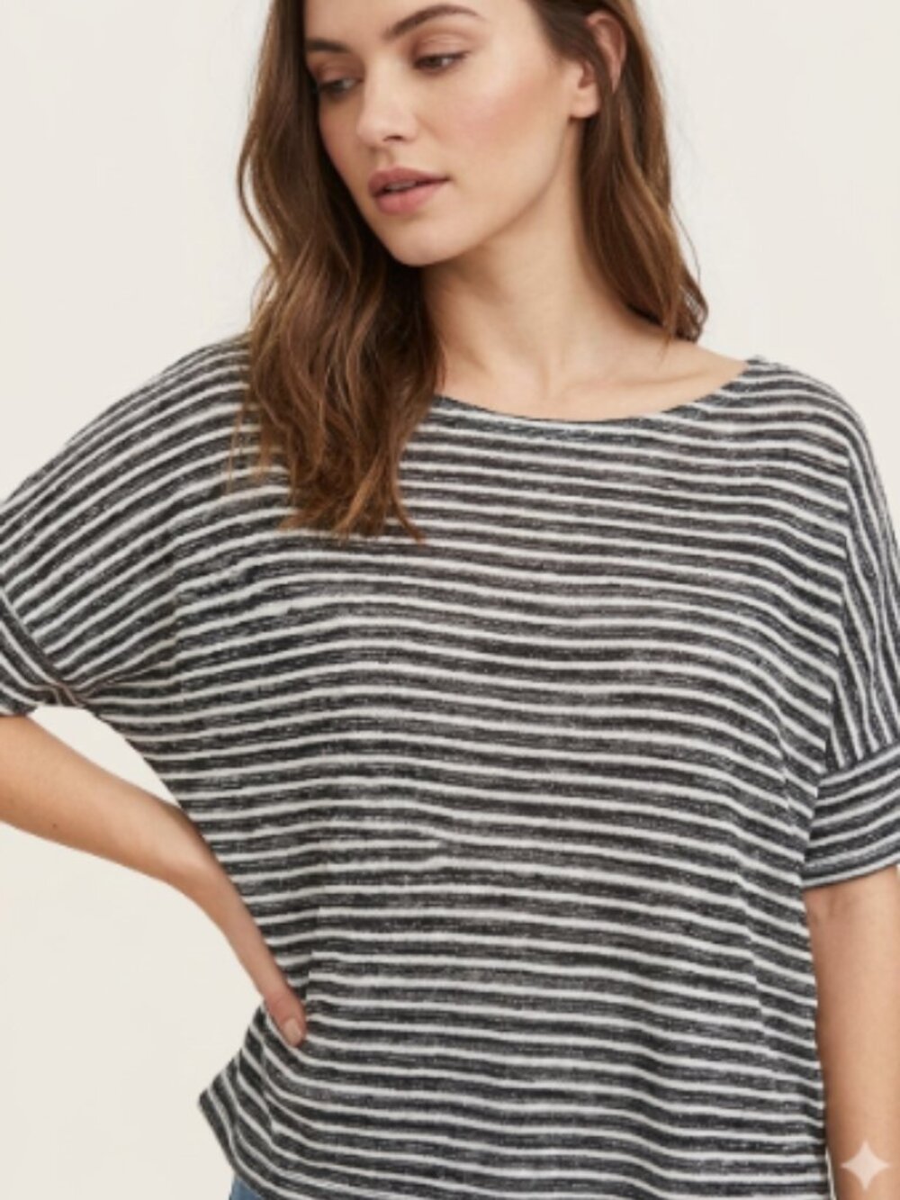Streetwear Society Striped Knit Crop Top Black White Large